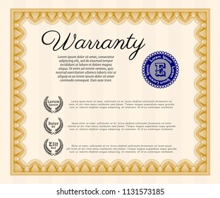Orange Warranty. Customizable, Easy to edit and change colors. With complex linear background. Retro design. 