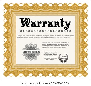 Orange Warranty. Customizable, Easy to edit and change colors. With guilloche pattern. Excellent design. 