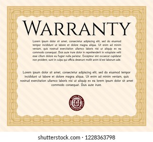 Orange Warranty. Customizable, Easy to edit and change colors. With great quality guilloche pattern. Money design. 