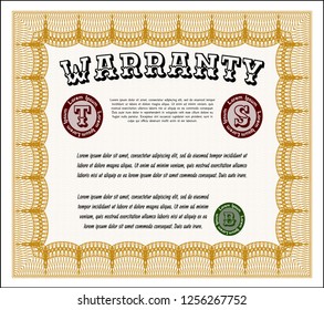 Orange Warranty. Customizable, Easy to edit and change colors. Complex background. Money style design. 
