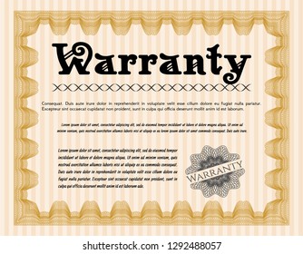 Orange Warranty. Customizable, Easy to edit and change colors. With background. Superior design. 