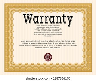 Orange Warranty. Excellent design. Customizable, Easy to edit and change colors. With complex background. 