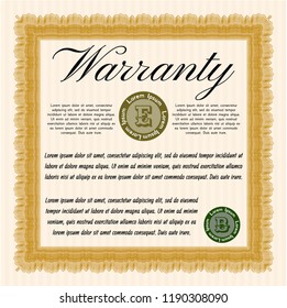 Orange Warranty. With great quality guilloche pattern. Detailed. Money Pattern design. 