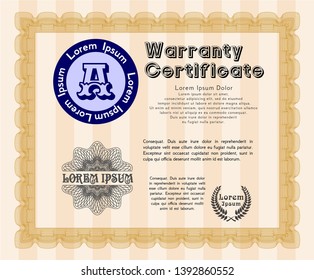 Orange Warranty. With great quality guilloche pattern. Superior design. Customizable, Easy to edit and change colors. 