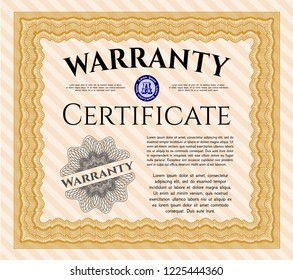 Orange Warranty. With guilloche pattern and background. Beauty design. Customizable, Easy to edit and change colors. 