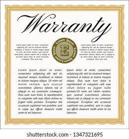 Orange Warranty. With linear background. Customizable, Easy to edit and change colors. Money Pattern design. 