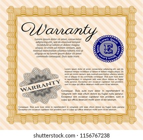 Orange Warranty. With linear background. Elegant design. Detailed. 