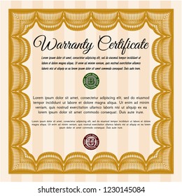 Orange Warranty. With linear background. Money Pattern design. Vector illustration. 