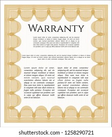 Orange Warranty. With linear background. Retro design. Vector illustration. 
