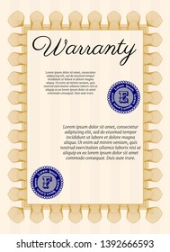 Orange Warranty. Money design. With background. Customizable, Easy to edit and change colors. 