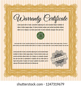 Orange Warranty. Money Pattern. With complex background. Customizable, Easy to edit and change colors. 