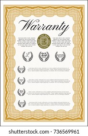 Orange Warranty. Money Pattern. Vector illustration. With quality background. 