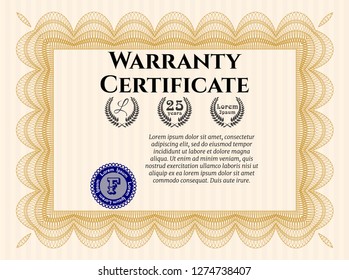 Orange Warranty. Money style design. Customizable, Easy to edit and change colors. With quality background. 