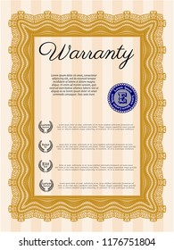 Orange Warranty. Nice design. Vector illustration. Easy to print. 