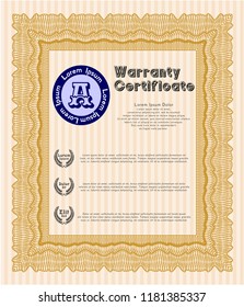 Orange Warranty. Printer friendly. Vector illustration. Beauty design. 