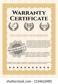 Orange Warranty. With quality background. Customizable, Easy to edit and change colors. Money Pattern design. 