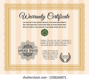 Orange Warranty. With quality background. Vector illustration. Modern design. 
