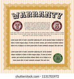 Orange Warranty template. With background. Customizable, Easy to edit and change colors. Money Pattern design. 