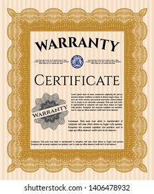 Orange Warranty template. With background. Customizable, Easy to edit and change colors. Nice design. 