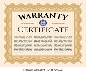 Orange Warranty template. With background. Customizable, Easy to edit and change colors. Good design. 
