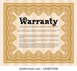 Orange Warranty template. Beauty design. With great quality guilloche pattern. Customizable, Easy to edit and change colors. 