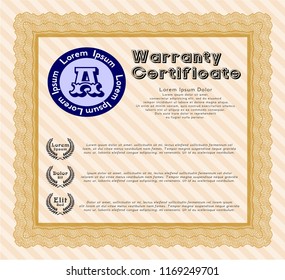 Orange Warranty template. With complex background. Excellent design. Customizable, Easy to edit and change colors. 
