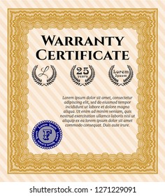 Orange Warranty template. With complex linear background. Customizable, Easy to edit and change colors. Excellent design. 