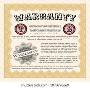 Orange Warranty template. Customizable, Easy to edit and change colors. With background. Retro design. 