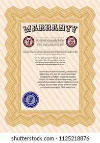 Orange Warranty template. Customizable, Easy to edit and change colors. With complex background. Retro design. 