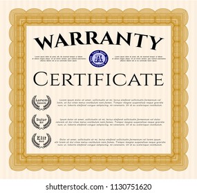 Orange Warranty template. Customizable, Easy to edit and change colors. With complex linear background. Nice design. 