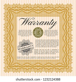 Orange Warranty template. Customizable, Easy to edit and change colors. With quality background. Money style design. 