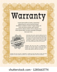 Orange Warranty template. Customizable, Easy to edit and change colors. With linear background. Excellent design. 