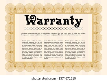 Orange Warranty template. Customizable, Easy to edit and change colors. With quality background. Money style design. 