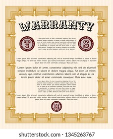 Orange Warranty template. Easy to print. Vector illustration. Retro design. 
