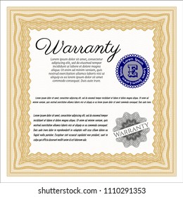 Orange Warranty template. With linear background. Detailed. Lovely design. 