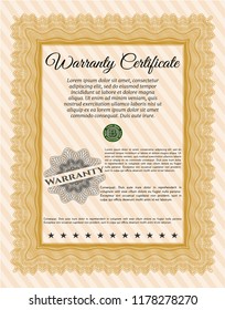 Orange Warranty template. With linear background. Customizable, Easy to edit and change colors. Money design. 