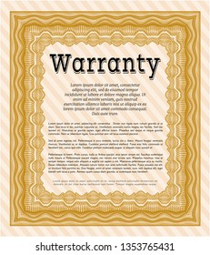Orange Warranty template. With linear background. Vector illustration. Elegant design. 
