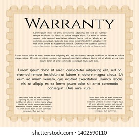 Orange Warranty template. With linear background. Elegant design. Detailed. 