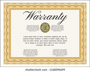 Orange Warranty template. Printer friendly. Customizable, Easy to edit and change colors. Good design. 