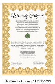 Orange Warranty template. Printer friendly. Artistry design. Detailed. 