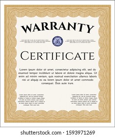 Orange Warranty template. Printer friendly. Detailed. Perfect design. 