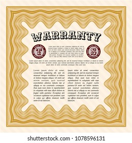 Orange Warranty template. With quality background. Perfect design. Detailed. 