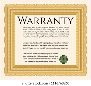 Orange Warranty template. With quality background. Customizable, Easy to edit and change colors. Cordial design. 
