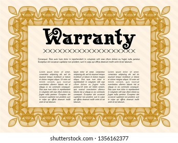 Orange Warranty template. With quality background. Lovely design. Customizable, Easy to edit and change colors. 