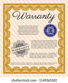 Orange Warranty template. Sophisticated design. Easy to print. Detailed. 