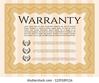 Orange Warranty. Vector illustration. With background. Beauty design. 