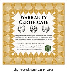 Orange Warranty. Vector illustration. Complex background. Modern design. 