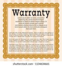 Orange Warranty. Vector illustration. Printer friendly. Beauty design. 