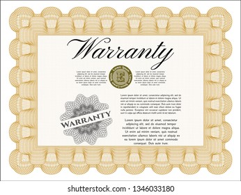 Orange Warranty. Vector illustration. Printer friendly. Modern design. 