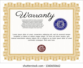 Orange Warranty. Vector illustration. Printer friendly. Superior design. 